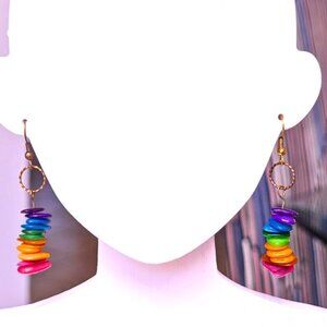 LBGTQ Pride Earrings NEW Chakra Stones Earrings Dangle Rainbow Earrings